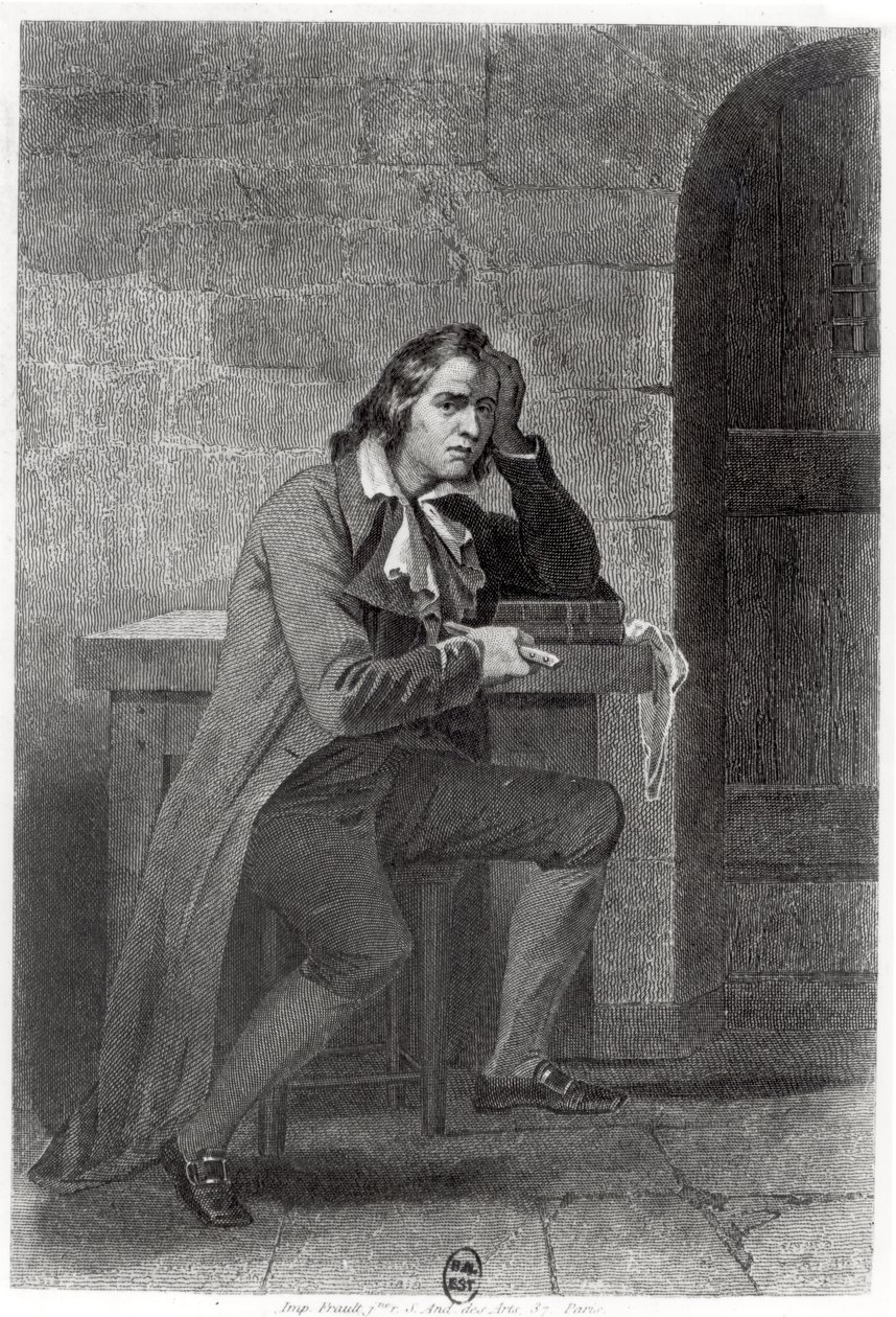 Gracchus Babeuf (1760-97) szúrja magát (metszet) (f/w fotó) alkotó: French School