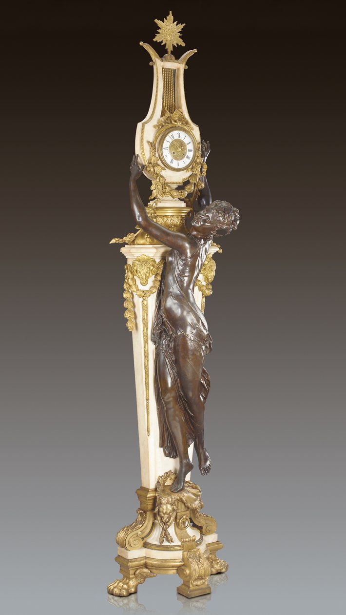 Grande Horloge, egy fontos és monumentális talapzati óra, Frederic Piat tervezte és Maison Millet, Párizs, 1890 körül (ormolu patinás bronz és carrarai márvány) (lásd még: 362833) alkotó: French School