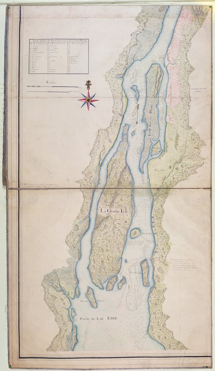 Grosse Isle és az Erie-tó egy része, 1796 (toll, tinta és WC papíron) alkotó: French School