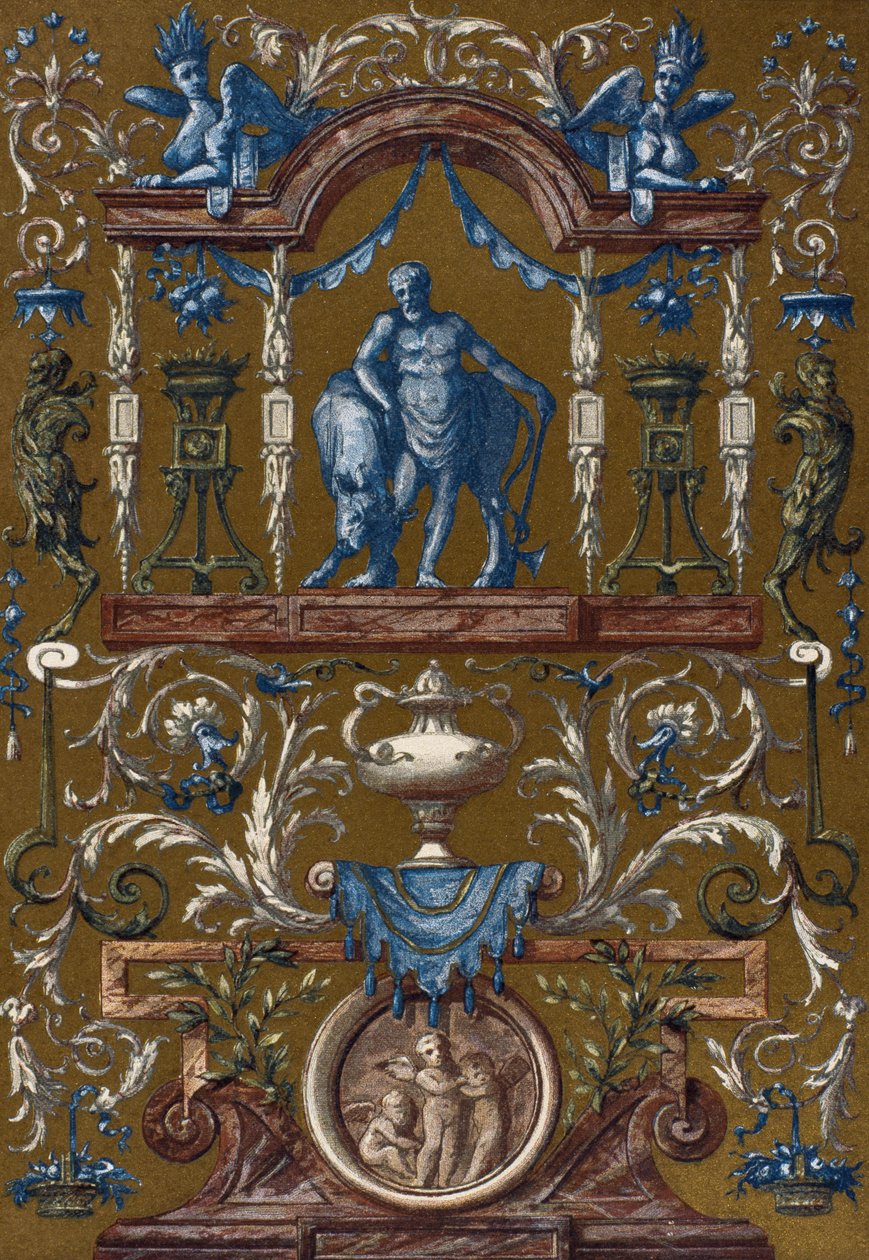 Groteszk: Idősebb Jean Berain (1640-1711), Metszet a Berendezési és dekorációs szótárból, II. kötet, Henry Havard alkotó: French School