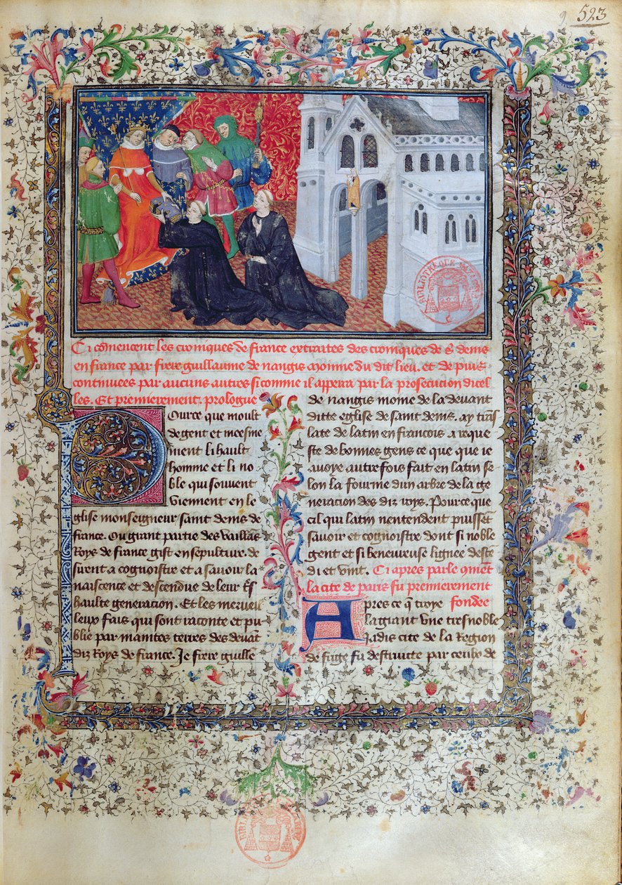 Guillaume de Nangis (†130003) bemutatja könyvét IV. Philippe (1268-1314) le Belnek, az 1285 és 1314 közötti francia királynak alkotó: French School