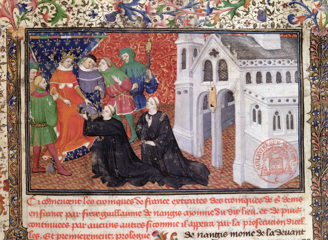 Guillaume de Nangis (†130003) bemutatja könyvét IV. Philippe (1268-1314) le Belnek, az 1285-1314 közötti francia királynak alkotó: French School