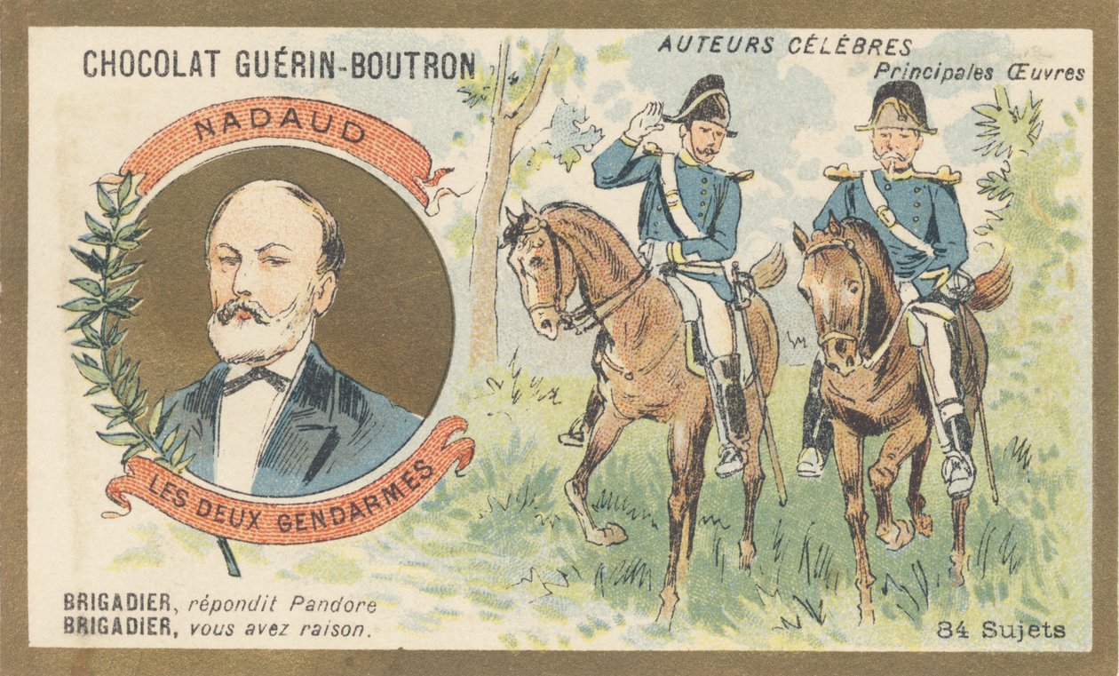 Gustave Nadaud (1820-1893) francia goguettier, költő és dalszerző, a rendszer által betiltott „Les deux gendarmes” vagy „Pandora” szatirikus művek szerzője alkotó: French School