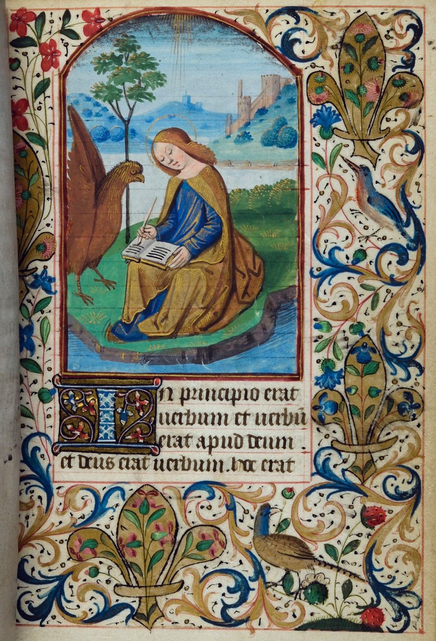 H/L-3-3 fol. 14r Szent János evangélista, az órák könyvéből, Párizs használata, 15. század közepe alkotó: French School