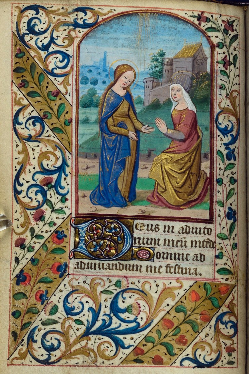 H/L-3-3 fol. 46v The Visitation, az órák könyvéből, Párizs használata, 15. század közepe alkotó: French School