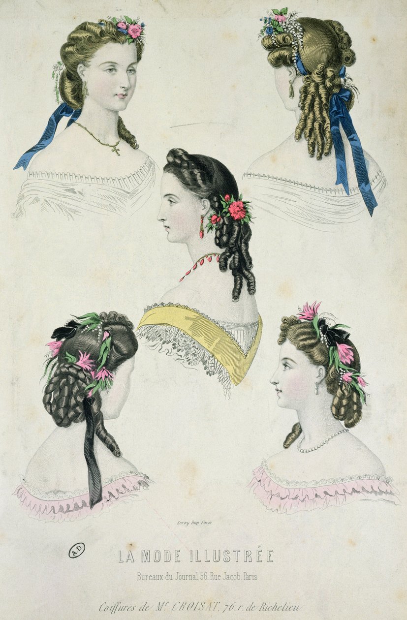 Monsieur Croisat frizurái a La Mode Illustrée-ből, 1865 alkotó: French School
