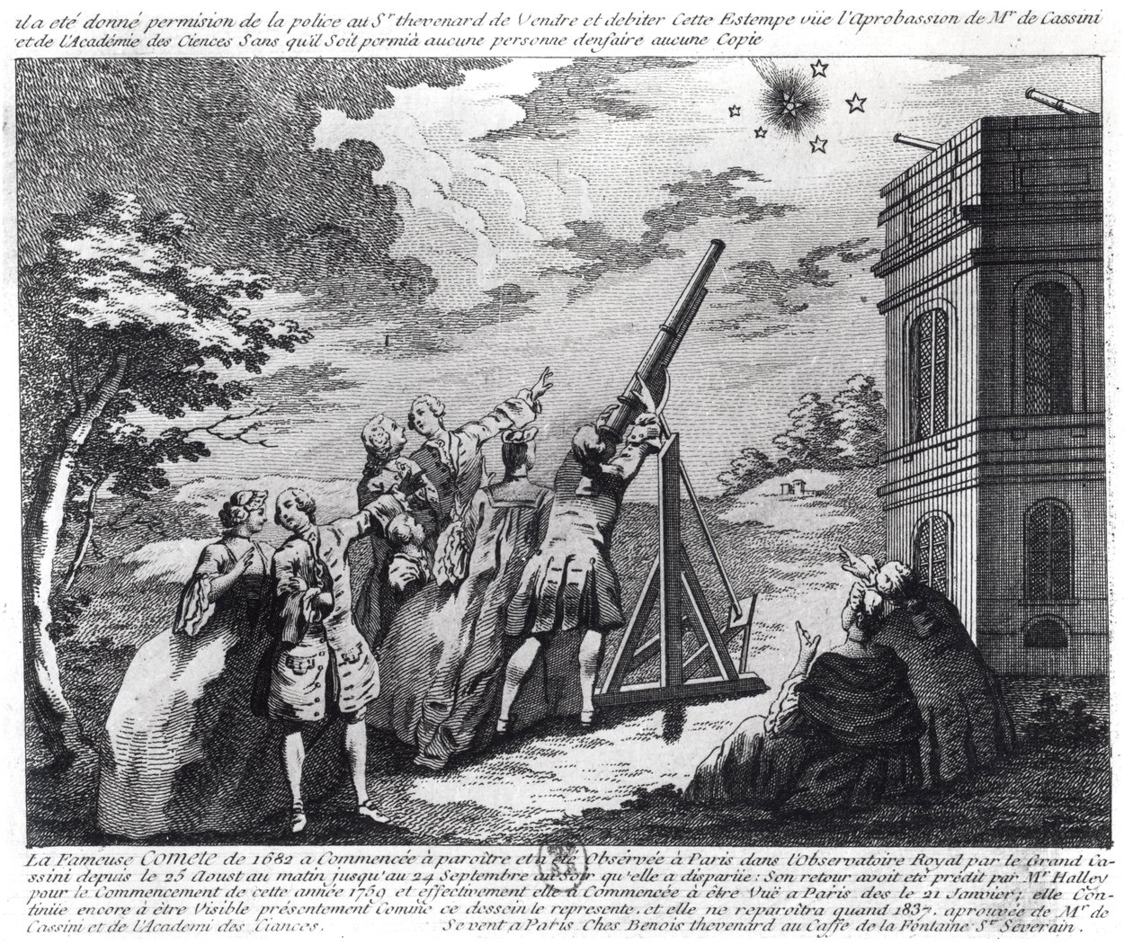 Halley-üstökös, amelyet 1759-ben Cassini III (1714-84) figyelt meg alkotó: French School