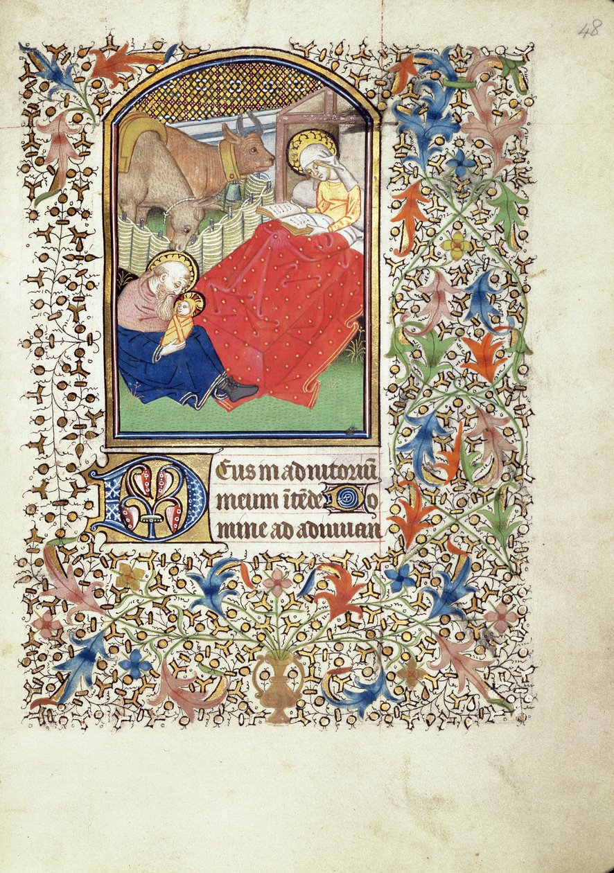 Kézirat 69 f.48r, Jézus születése, "Jacques de Besançon mesterének" Órakönyvéből alkotó: French School