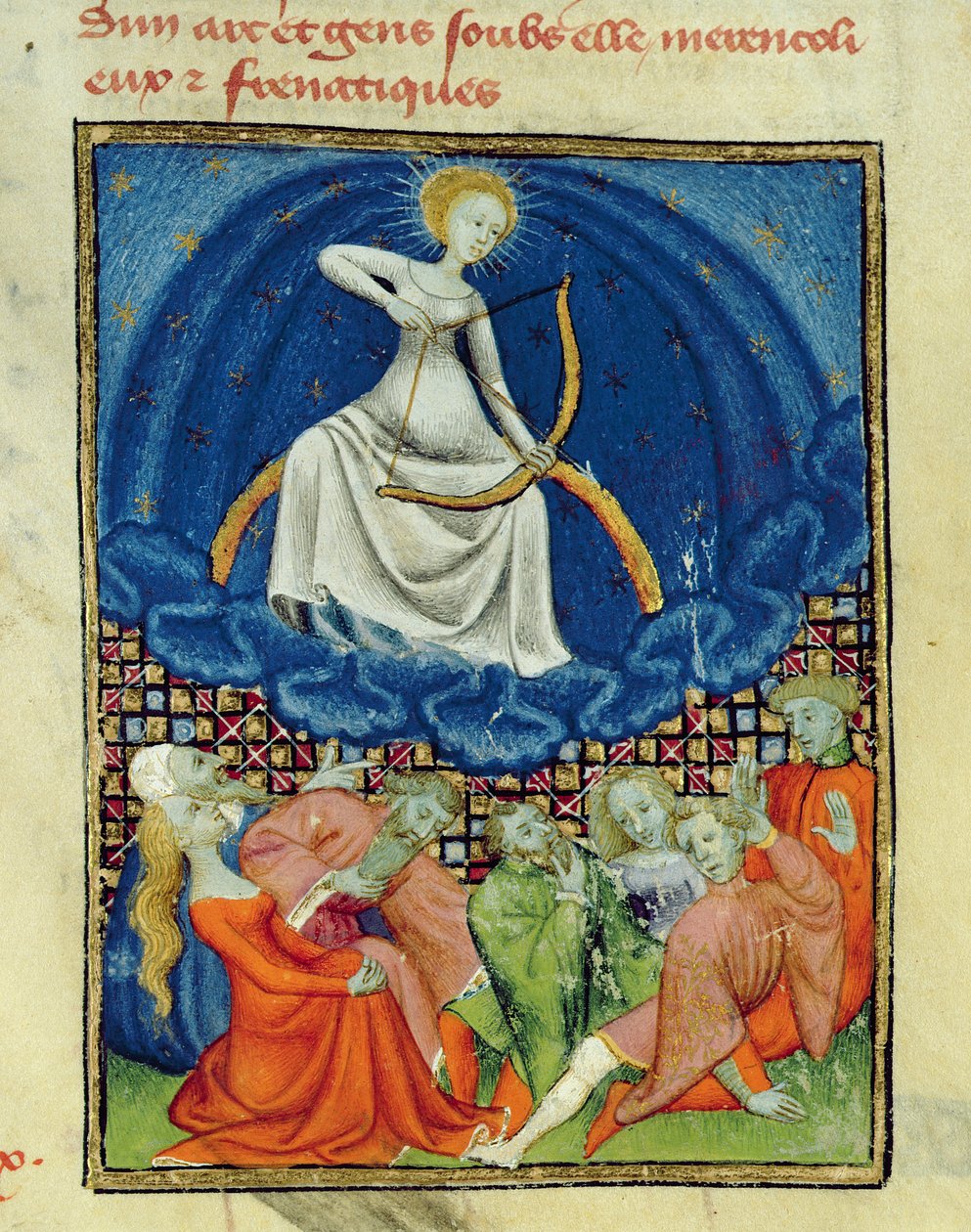 Harl 4431 f.101 Diana és követői, őrültek (A Hold imádói), párizsi másolat, 1410-1515 körül alkotó: French School