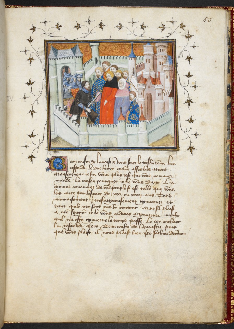 Harley 1319 f.50, Richard II és Bolingbroke a Flint Castle-ban, c.1401-05 (vellum) alkotó: French School