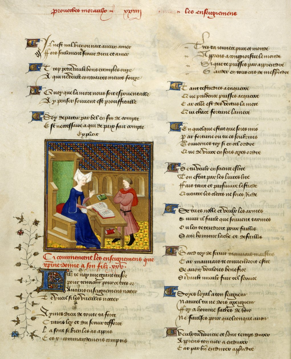 Harley 4431, f.261v Christine de Pisan és fia, illusztráció a "Christine de Pisan összegyűjtött műveiből" alkotó: French School