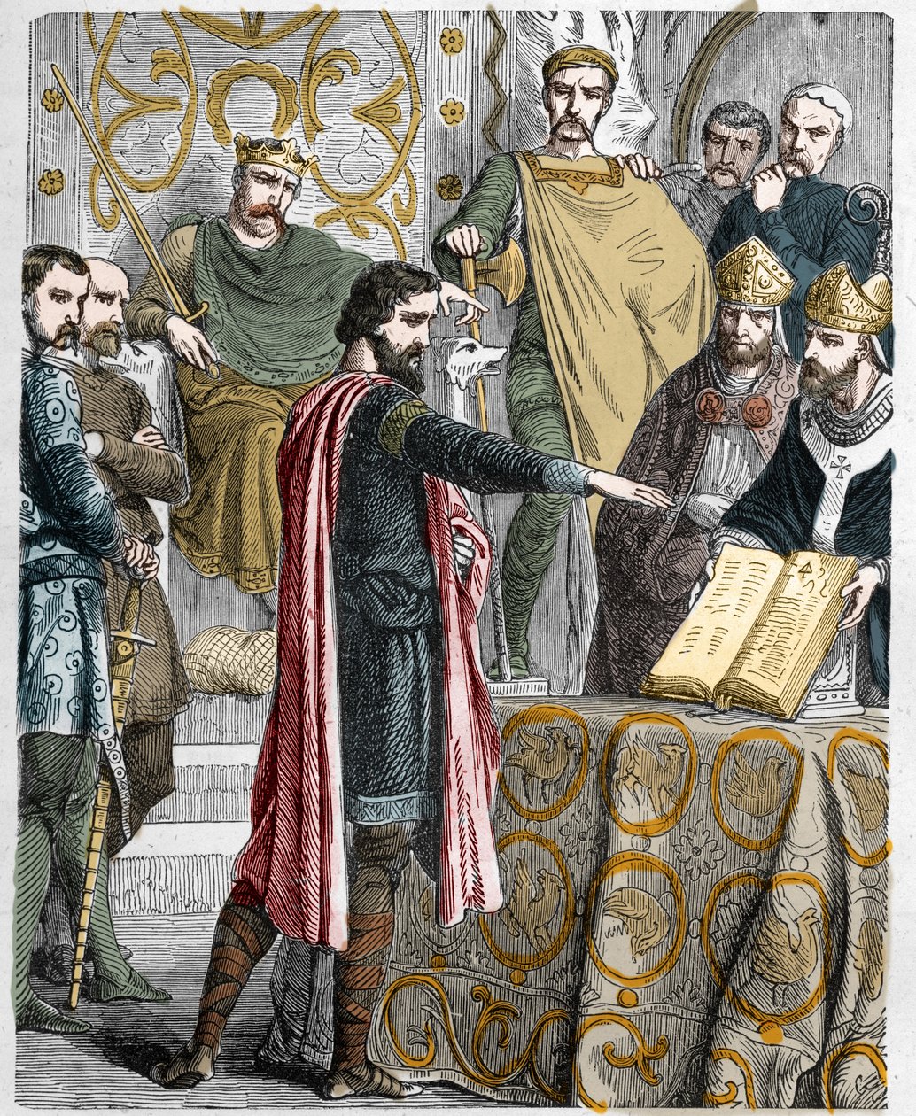 II. Harold (1020-1066) utoljára 1064-ben koronázta meg az angolszász királyt, I. Hódító Vilmos előtt felesküdött a szent ereklyékre, hogy támogassa ügyét Anglia trónján, gyóntató Edward halálakor. alkotó: French School