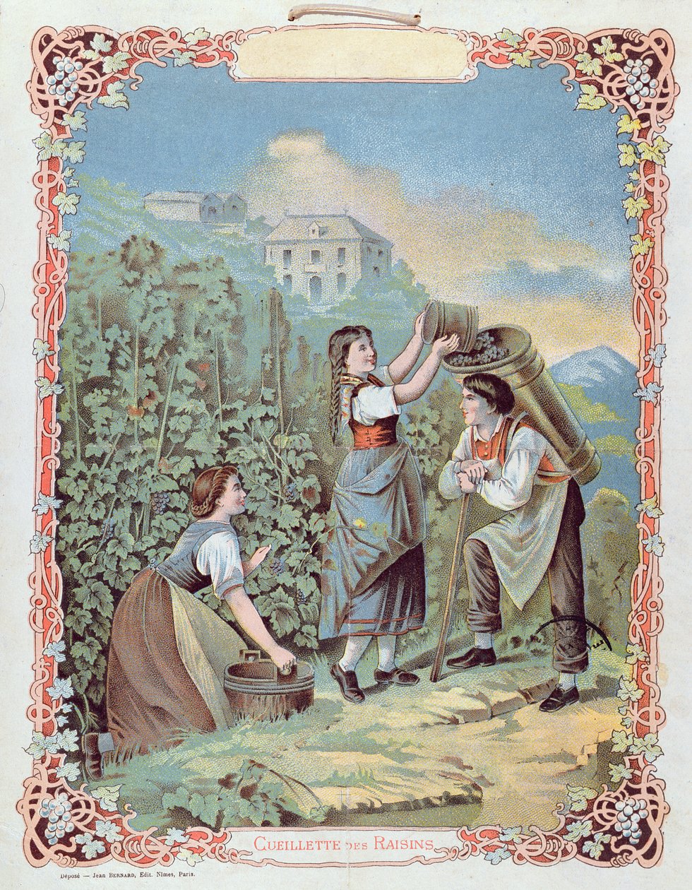 Szüret szőlő, naptárból, 1880 körül alkotó: French School
