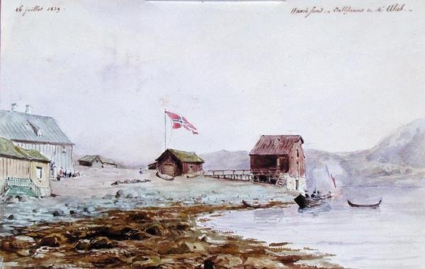 Havoysund (Havoesund) kikötő Norvégiában alkotó: French School