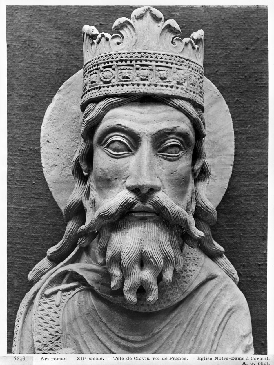 I. Clovis feje, a Corbeil Notre-Dame templomból (gipszkarton) (részlet) (lásd még: 383111, 383112) alkotó: French School