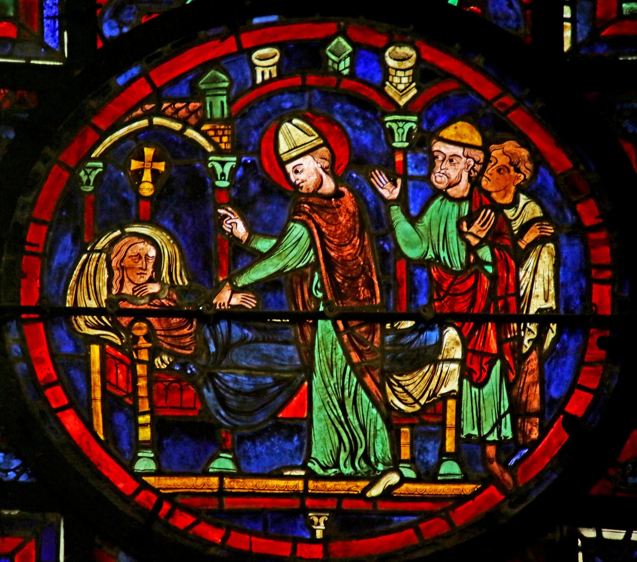 Gyógyító Tetradius, jelenet Szent Márton életéből, Chartres-i katedrális alkotó: French School