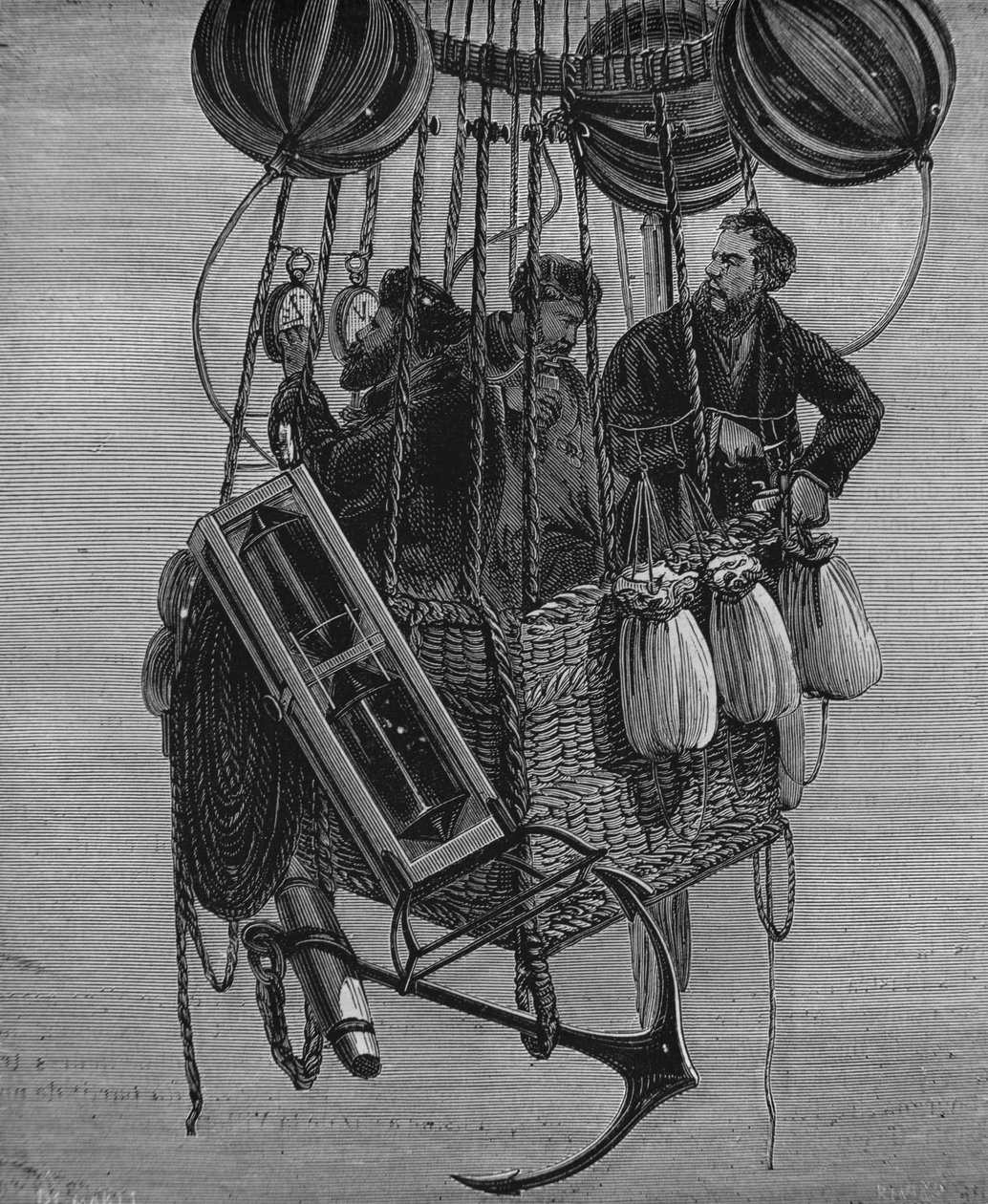 Henri Theodore Sivel (1834-75), Joseph Croce Spinelli és Gerard Tissandier a Zenith ballon gondolájában, 1875. április 15. alkotó: French School