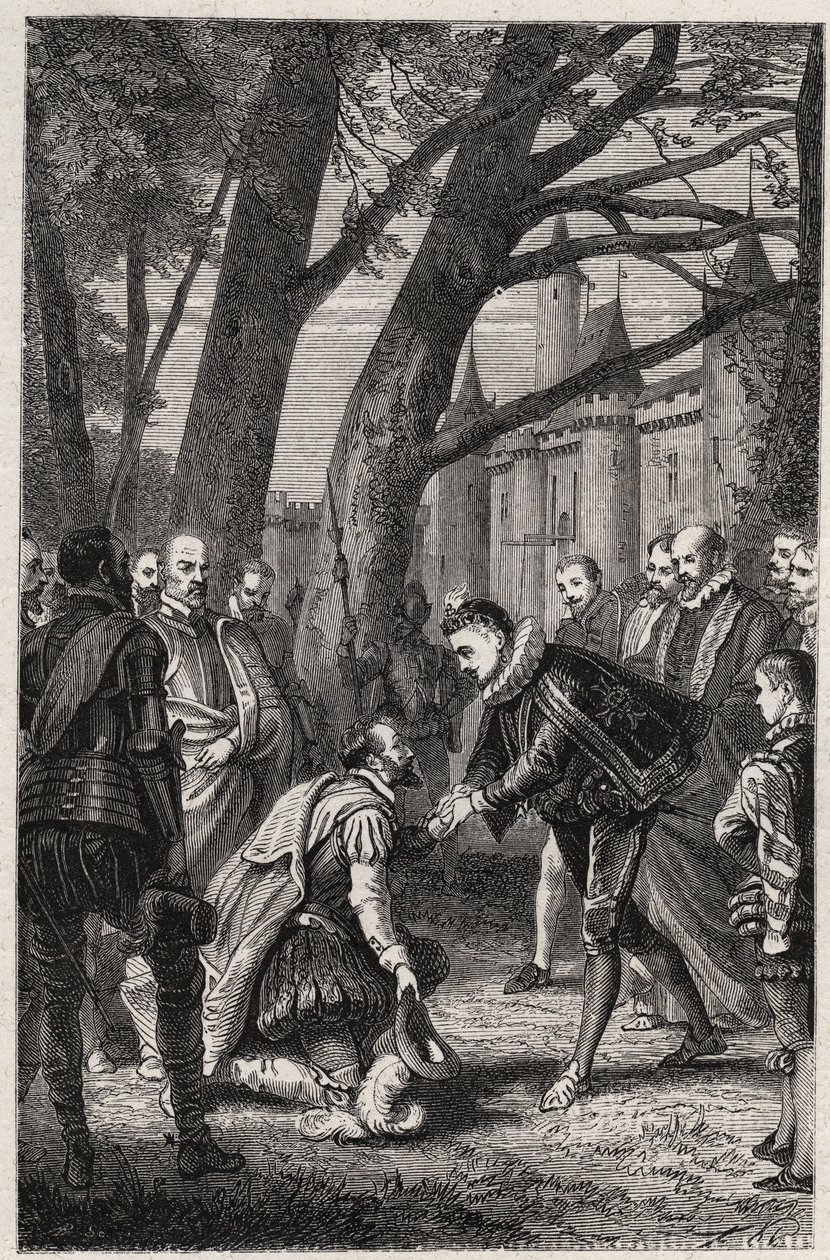 III. Henrik és Navarrai Henrik jövőbeli IV. Henrik találkozik Plessis-les-Tours-ban április 30-án alkotó: French School