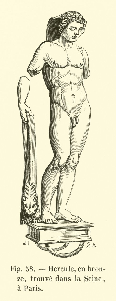 Hercules, bronzból, a Szajnában találták, Párizsban (metszet) alkotó: French School