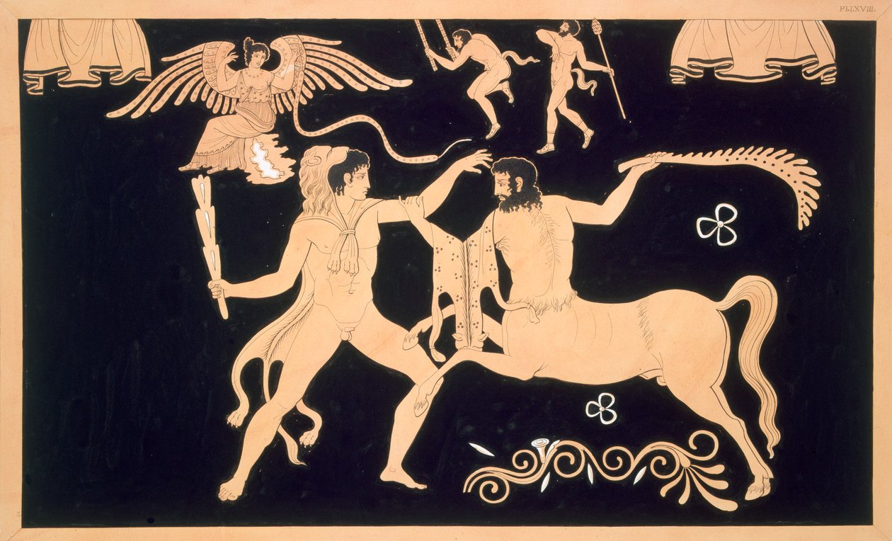 Herkules harcban a Chiron kentaurral, 1808-1010 között alkotó: French School