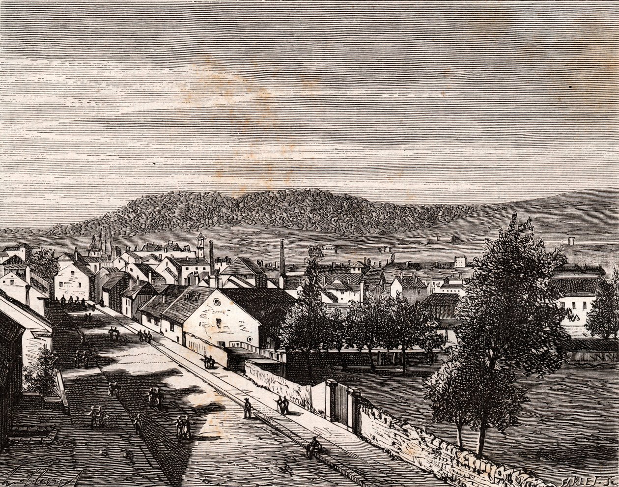 Hericourt - - Saone-et-Loire megye - metszet a „La France illustree: földrajz, történelem, statisztikai adminisztráció”-ban, V.A. Maláta-barna. 1884 alkotó: French School