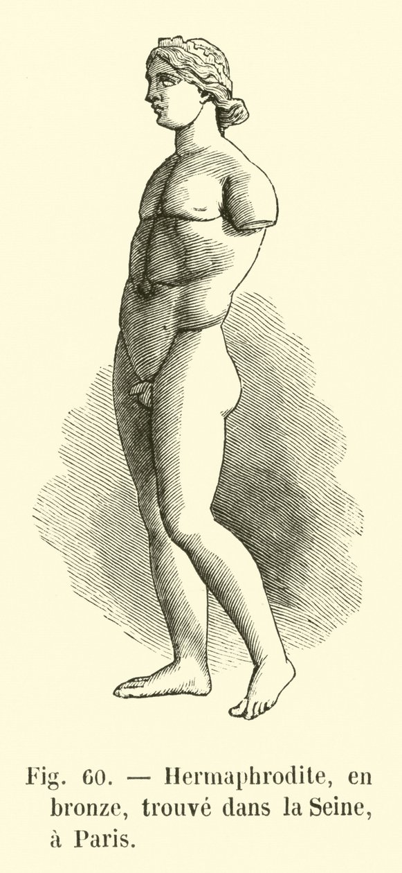 Hermaphrodita, bronzból, a Szajnában találták, Párizsban (metszet) alkotó: French School
