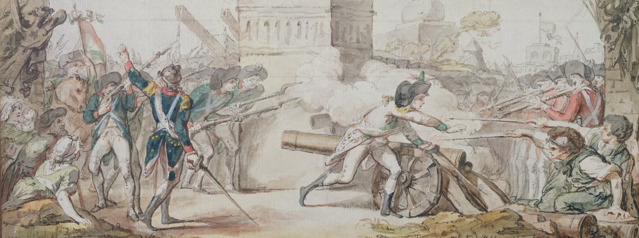 Desilles hősi halála, amikor megpróbálta megállítani a csatát a nancy-i lázadás során 1790. augusztus 31-én alkotó: French School