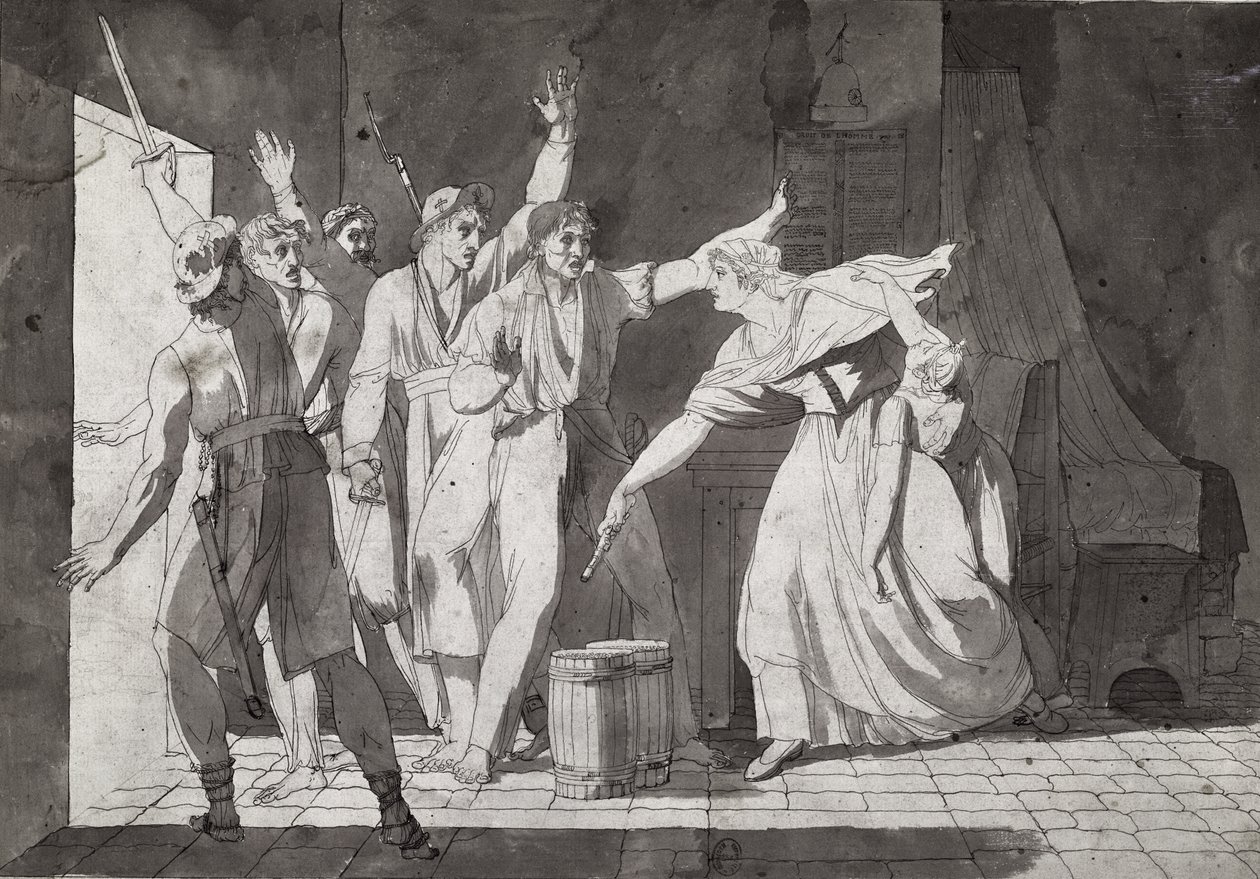 Egy nő hősiessége a Saint-Mithier-t elfoglaló vend rablókkal szemben, 1793 (lásd még 217884) alkotó: French School
