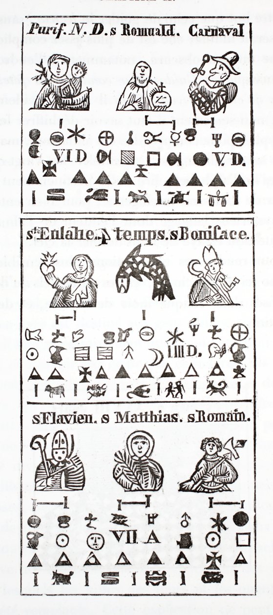 Hieroglif karakterek egy almanachban alkotó: French School