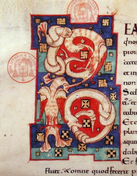 Historiated initial, egy latin nyelvű Bibliából alkotó: French School