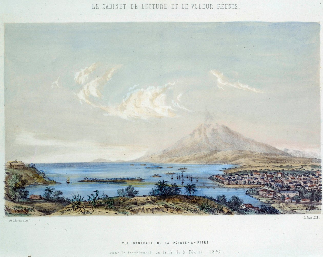 A francia gyarmatok története: a guadeloupe-i (Antillák) Pointe a Pitre (Pointe-a-Pitre) általános képe az 1843.08.02. földrengés előtt alkotó: French School