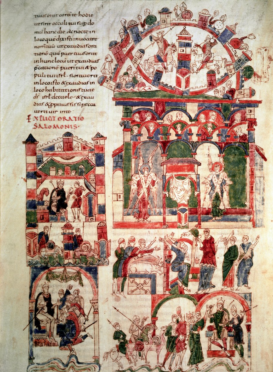 Salamon király életének története A Noailles-i Biblia (vagy Sant Pere de Roda vagy Saint Pierre de Rodas Biblia) oldala 10. vagy 11. századi Párizs, B.N. alkotó: French School