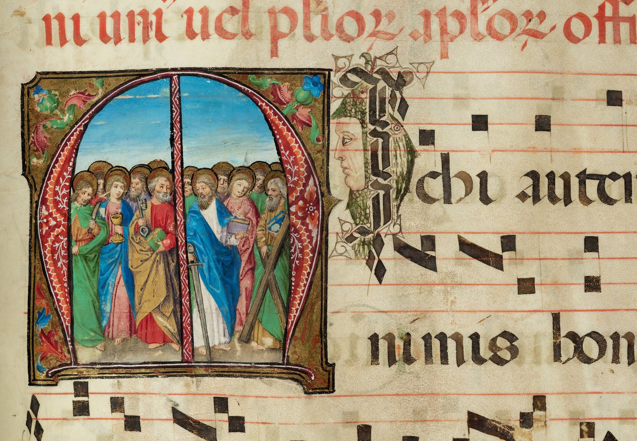 Szent Apostolok, Graduál, f.94 (tinta, tempera és aranylevél pergamenen) alkotó: French School