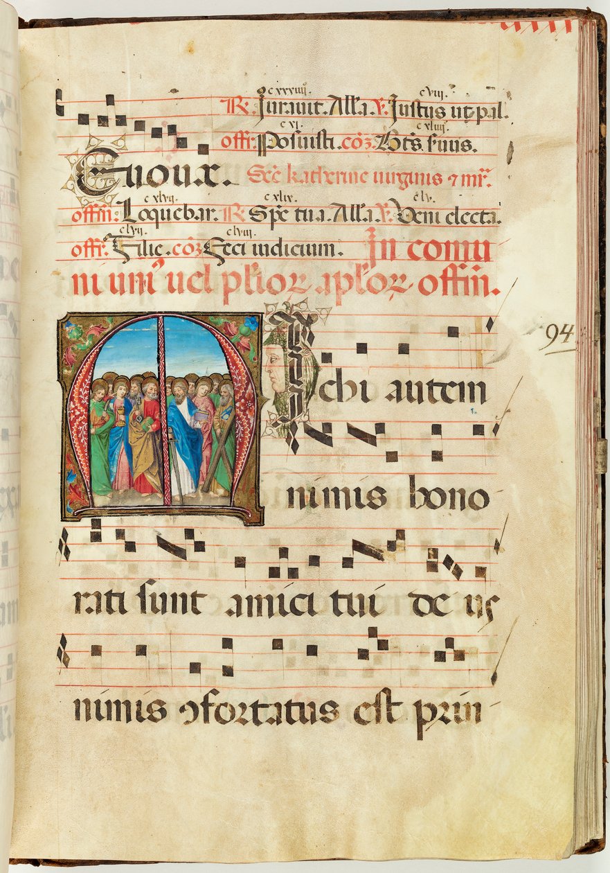 Szent Apostolok, Graduál, f.94 (tinta, tempera és aranylevél pergamenen) alkotó: French School