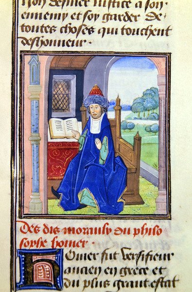 Homérosz, a Histoire des Philosophes-ból, 15. század vége (vellum) alkotó: French School