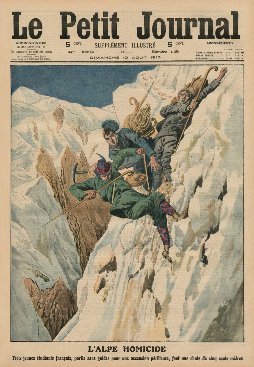 Homicidal Alp, a „Le Petit Journal” első borítójának illusztrációja, illusztráció, 1913. augusztus 10. alkotó: French School