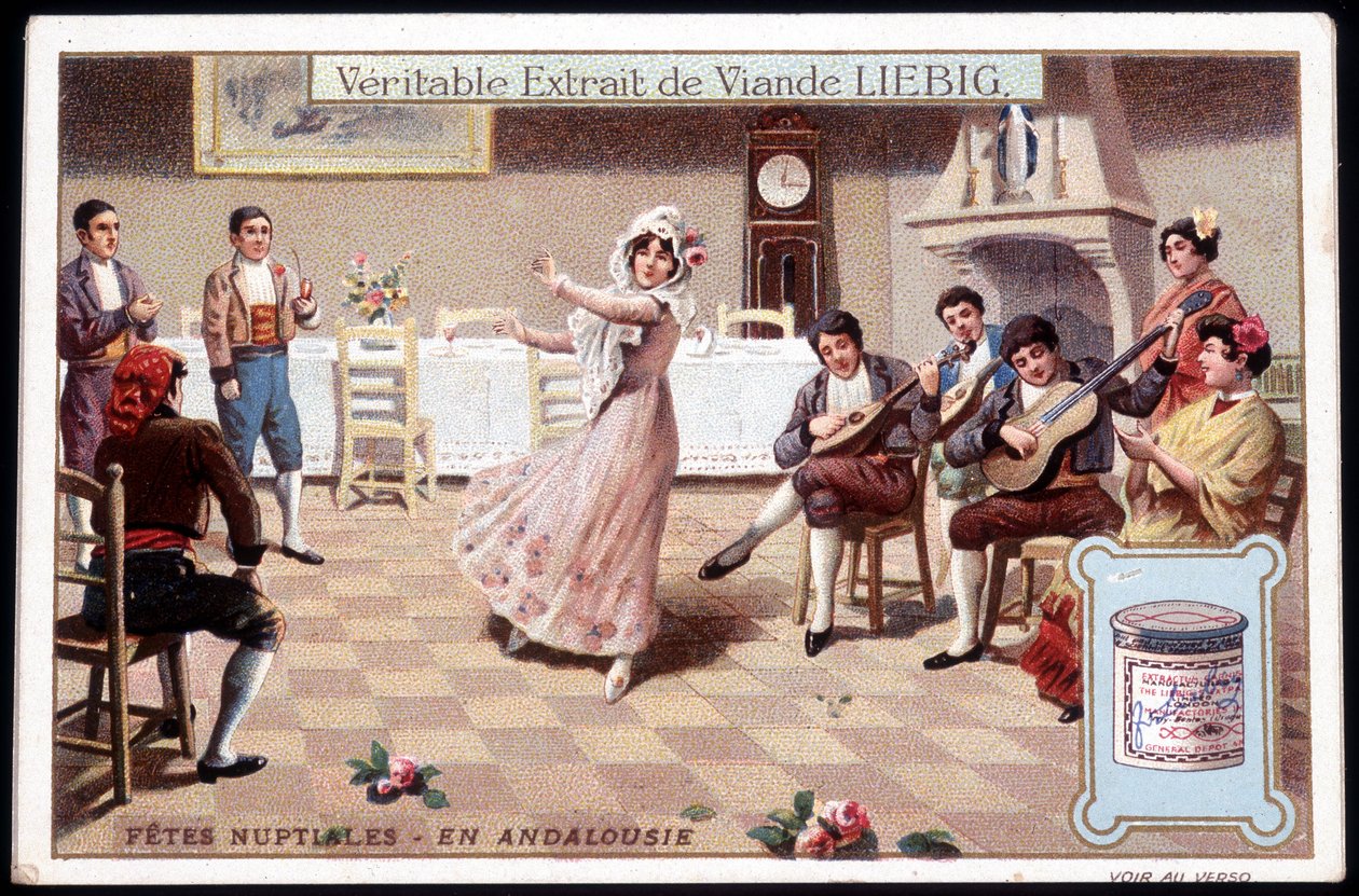 Nászút Andalúziában - chromo. Liebig, 1895. v alkotó: French School