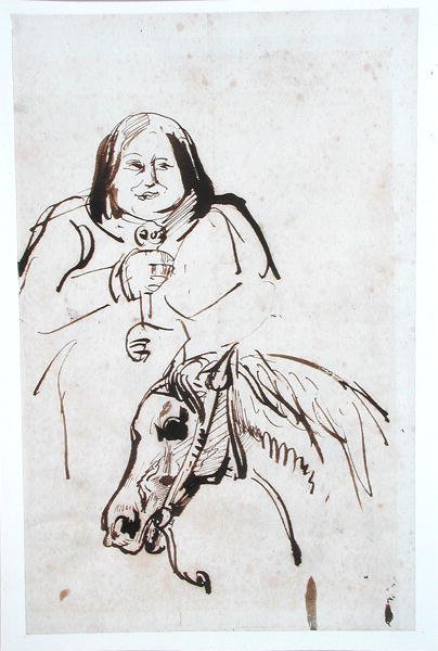Honore de Balzac (1799-1850) és lova (toll és tinta papíron) alkotó: French School