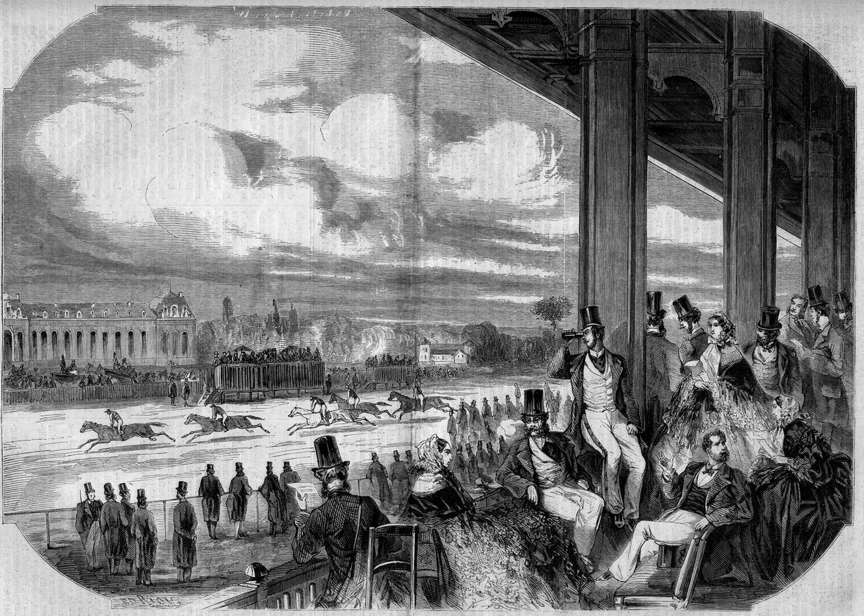 Lóverseny a Chantilly-i hipodromban 1858-ban. alkotó: French School