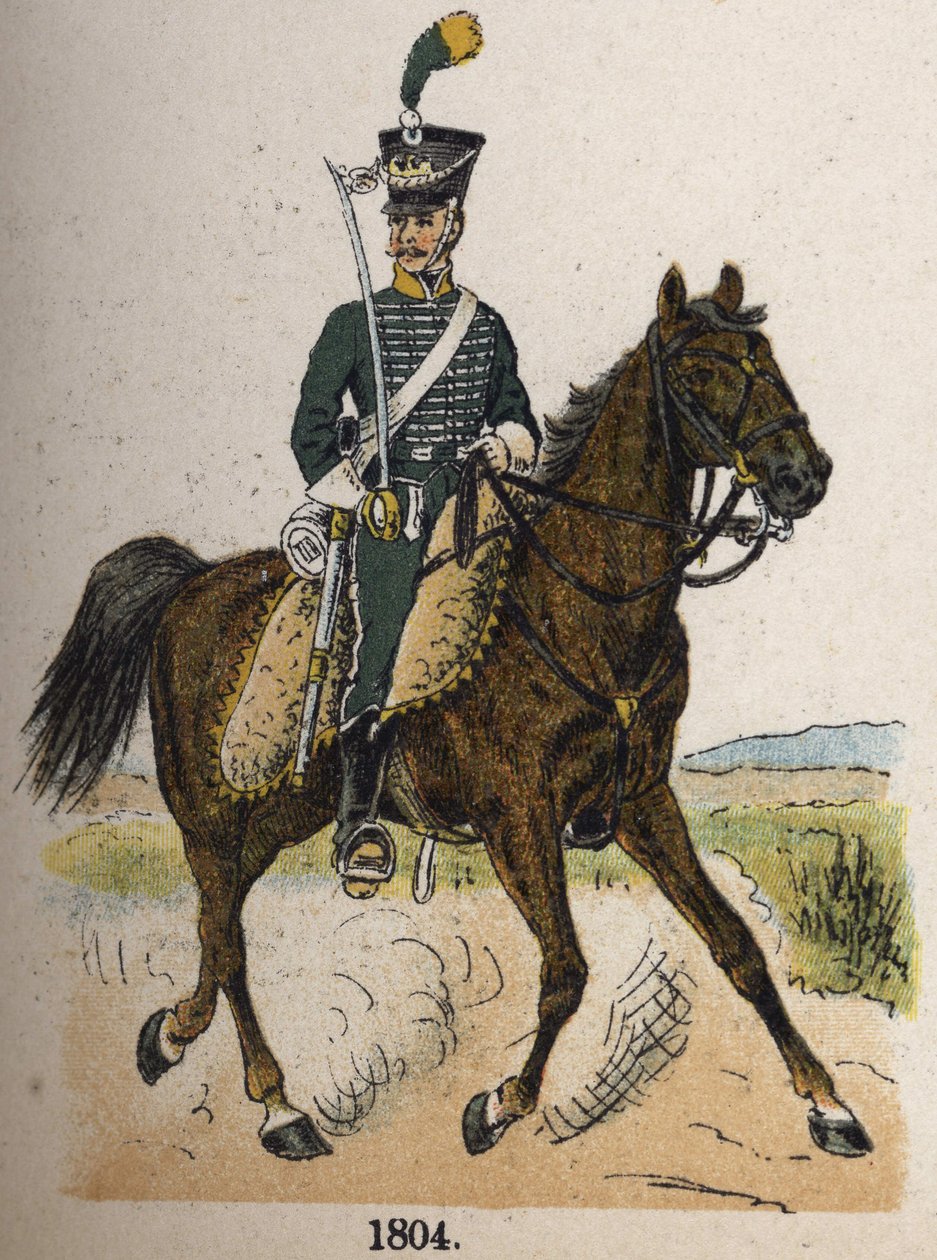 Lóvadász 1804-ben. Lemez Lienhart és Humbert Les Uniformes de l