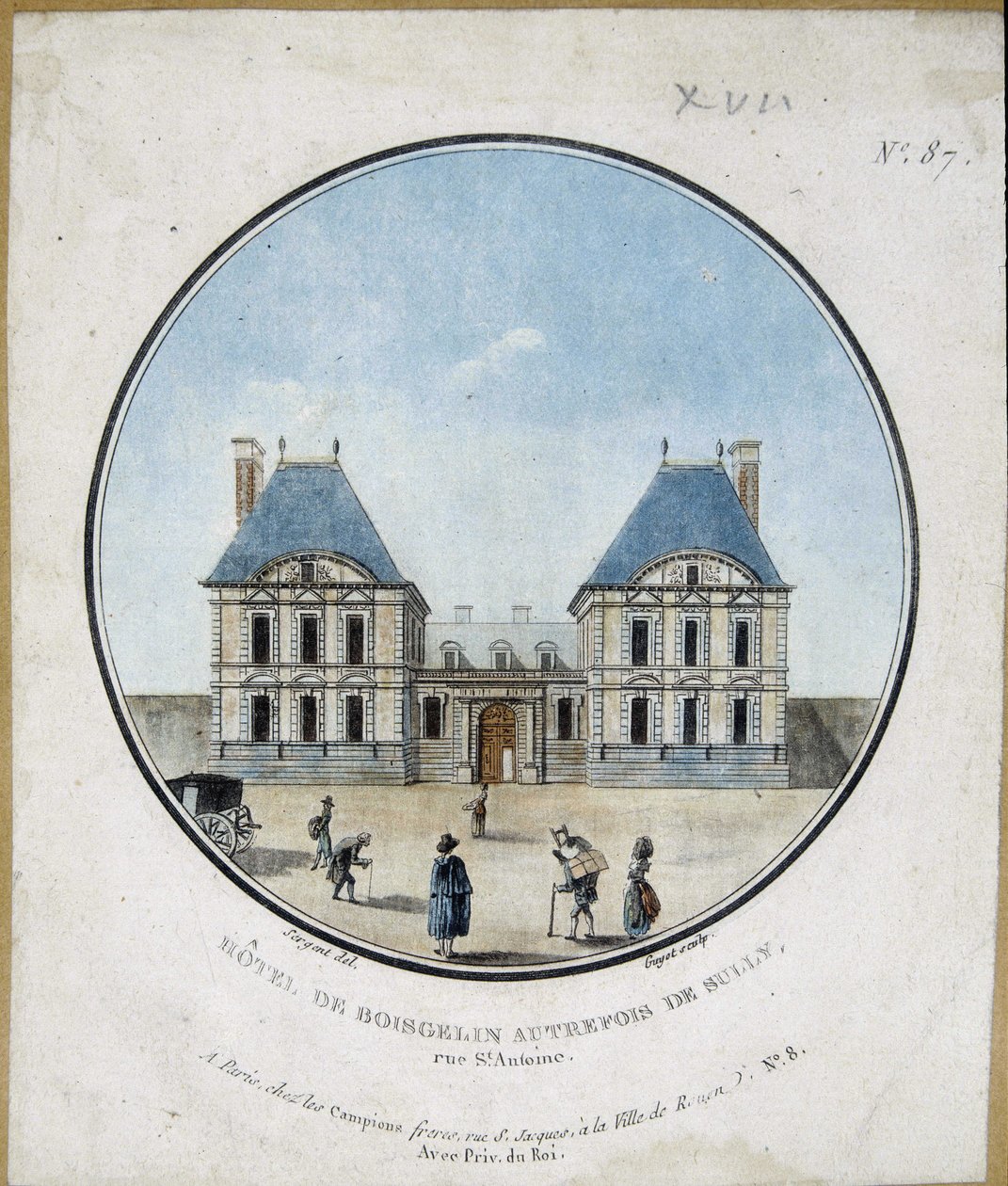 Hotel de Boisgelin, korábban Sullyban - metszet alkotó: French School