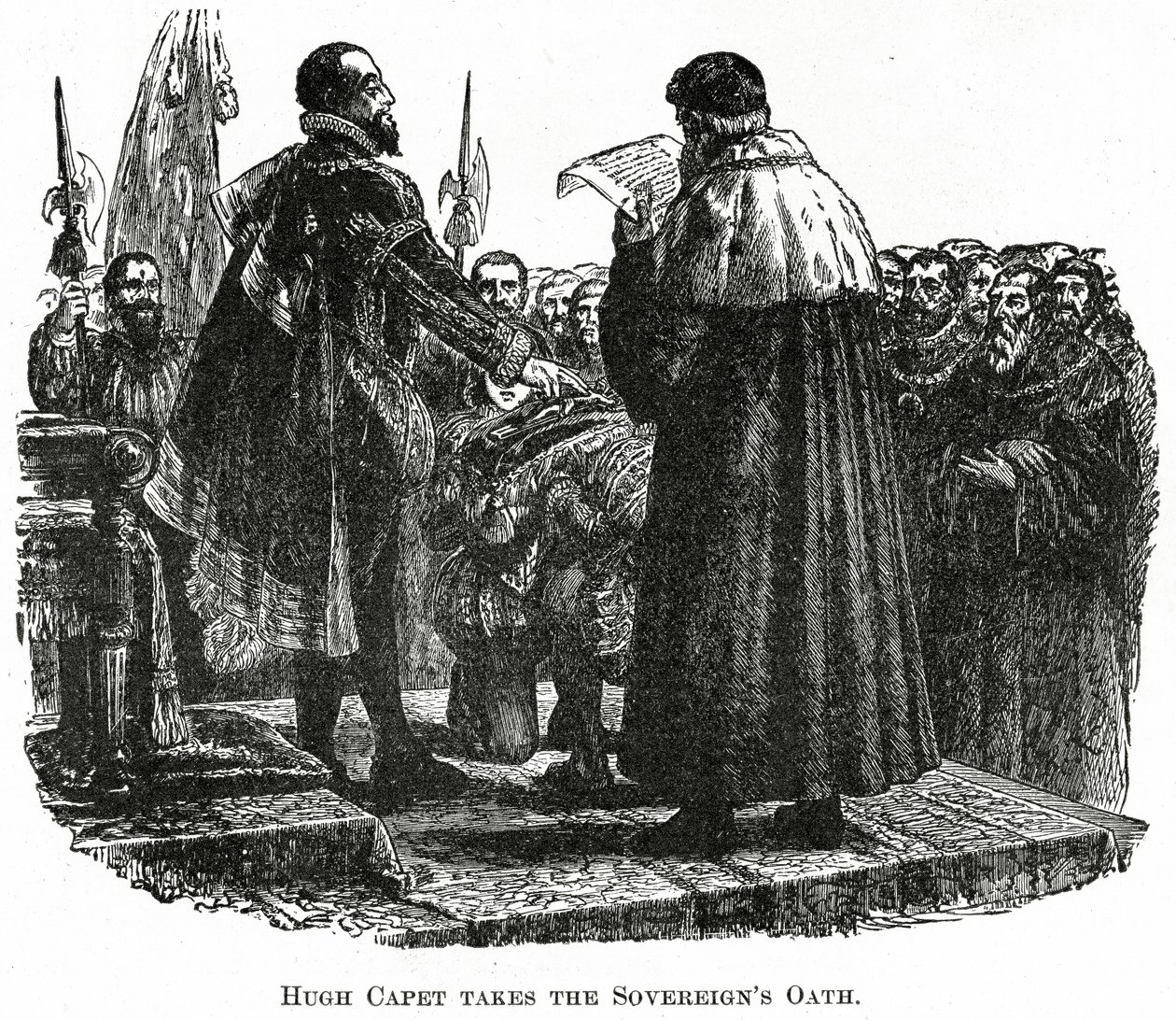 Hugh Capet esküt tesz, 1882 körül (fametszet) alkotó: French School