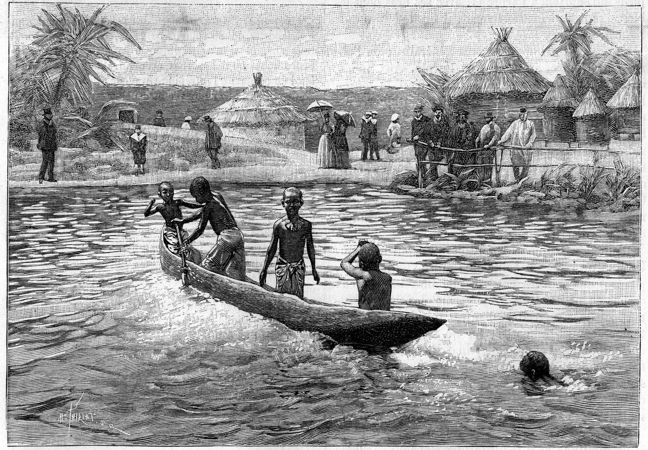 Emberi Állatkert - Nyugat-Afrika néprajzi kiállítása a Champ de mars-on (Párizs) alkotó: French School