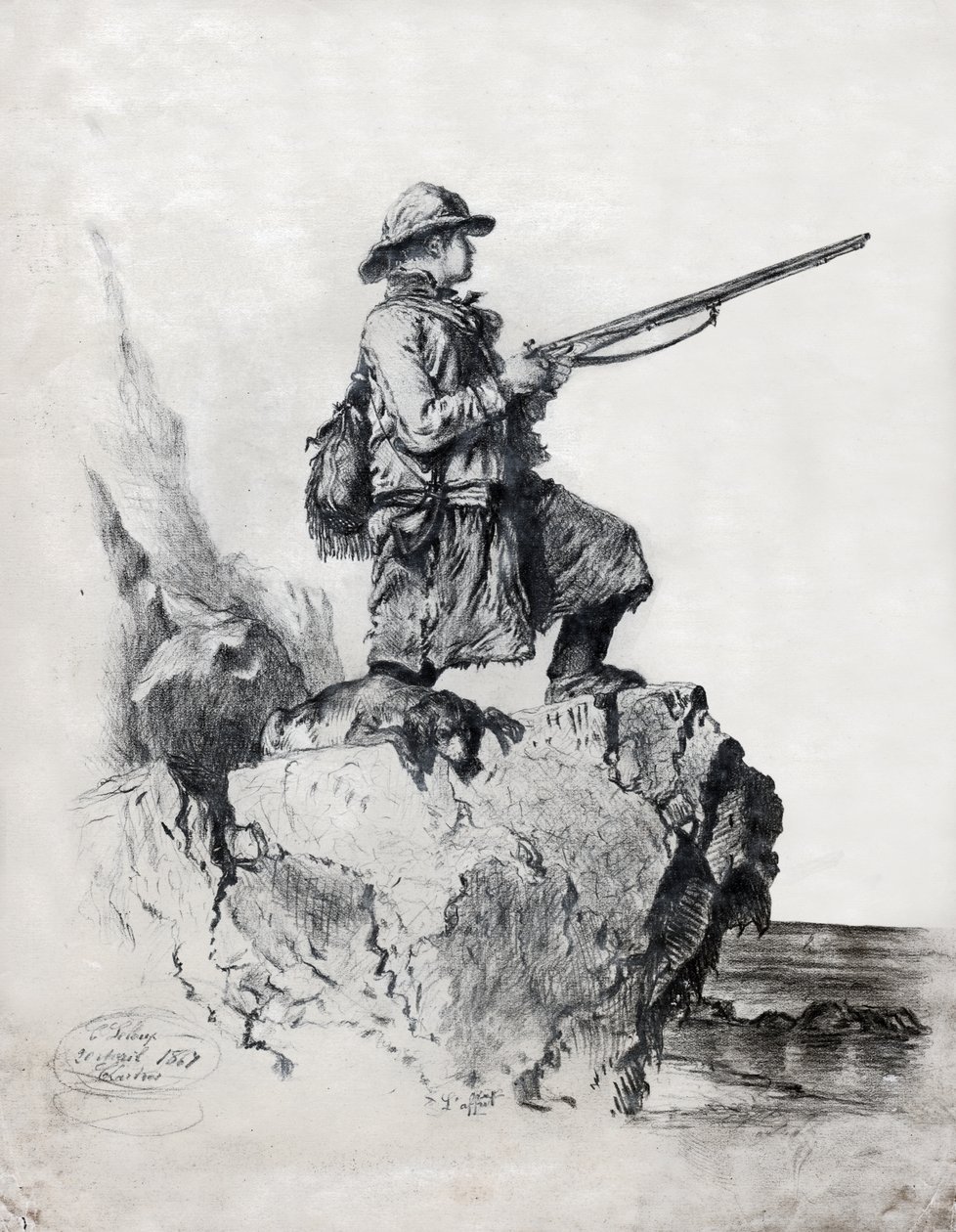 Hunter a kutyájával. (rajz alkotó: French School