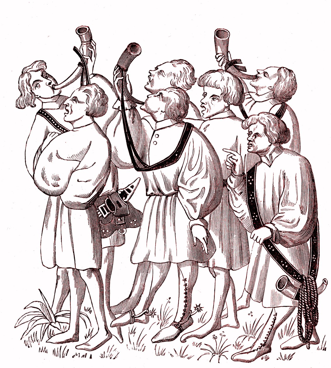Kürtcsengők vadászata (15. század) – Gaston Phebus (1331-1391) kéziratának miniatúrájának Simile College-ja alkotó: French School