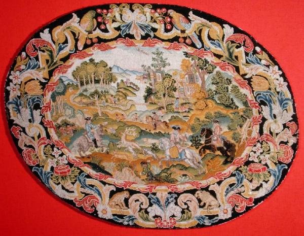 Vadászjelenet, 1710-35 körül (hímzés vászonra) alkotó: French School