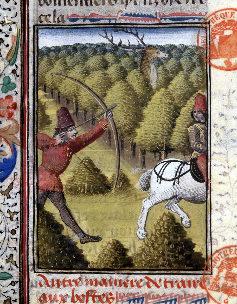 Vadászjelenet Gaston Phoebus, Foix grófja, Béarn ura Vadászkönyvében. 14. század alkotó: French School