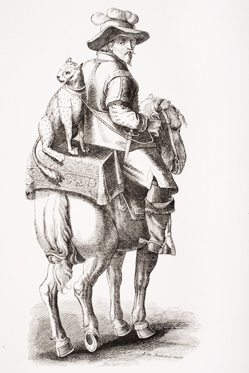 Vadászat leopárddal, Jan Stradan (1523-1605) nyomán Paul Lacroix (1806-84) „Le Moyen Age et La Renaissance” című művéből, 1847-ben megjelent alkotó: French School