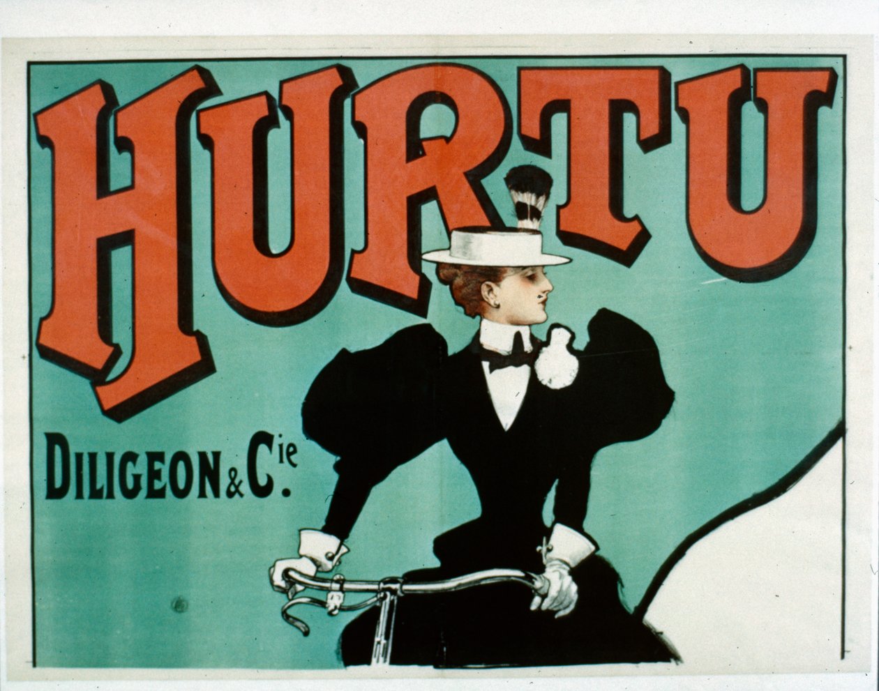 Hurtu Bicycle plakát, csak a felső fele, 1899 körül alkotó: French School