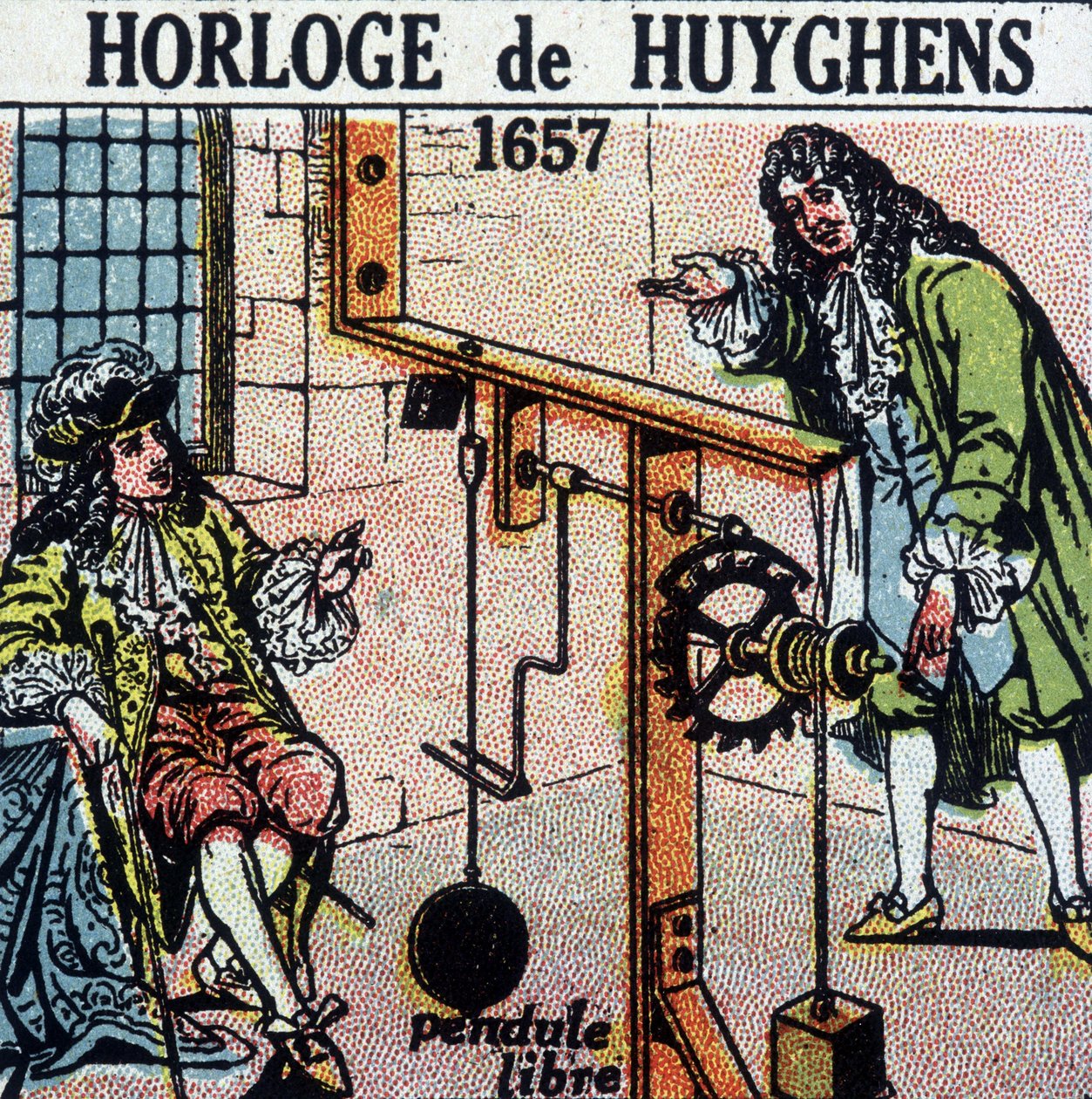 Huyghens óra 1657 (szabad inga) - metszet, deb. 20. század alkotó: French School